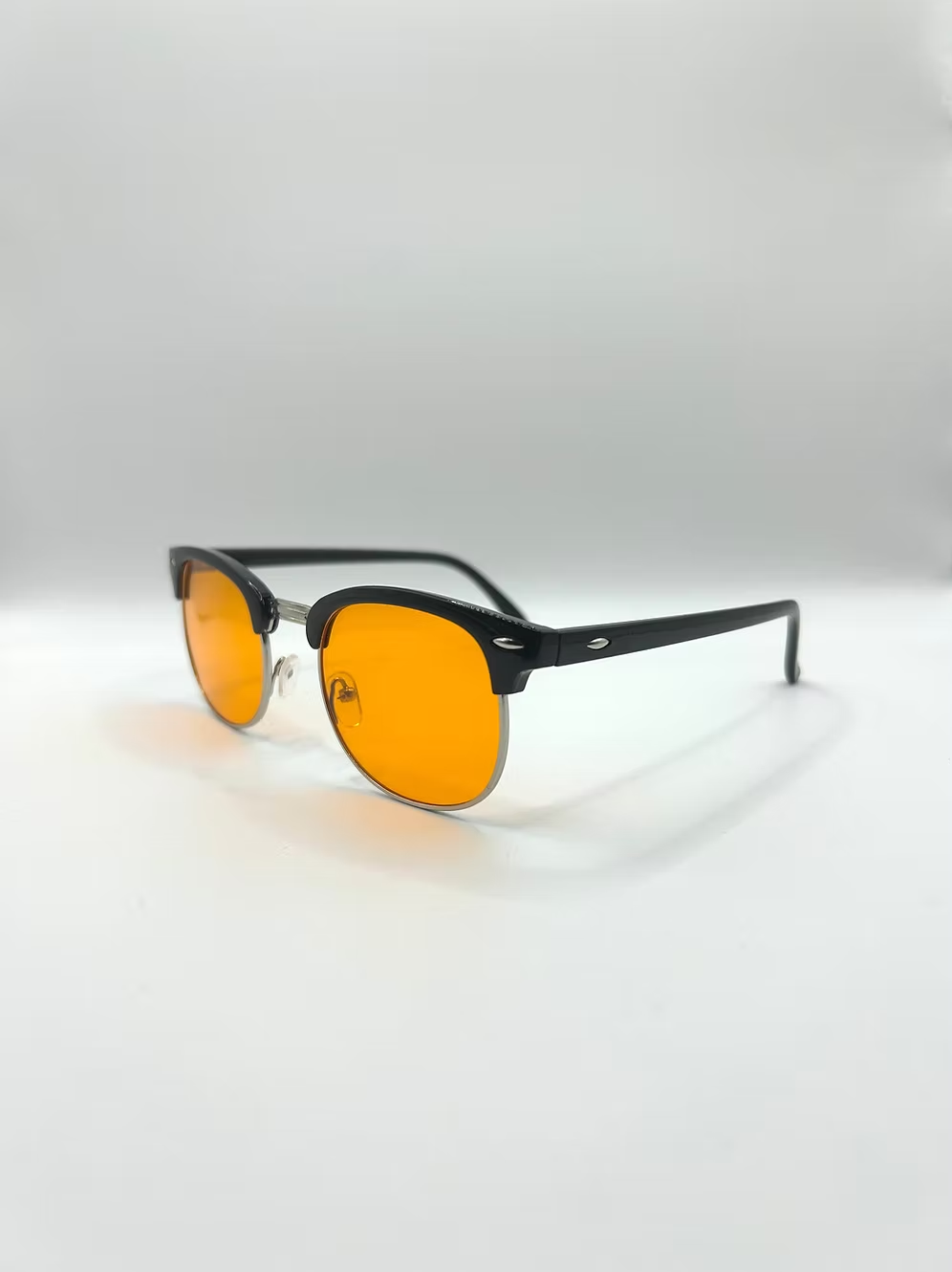 Vintage Clubmaster Bril met Amberkleurige Lenzen